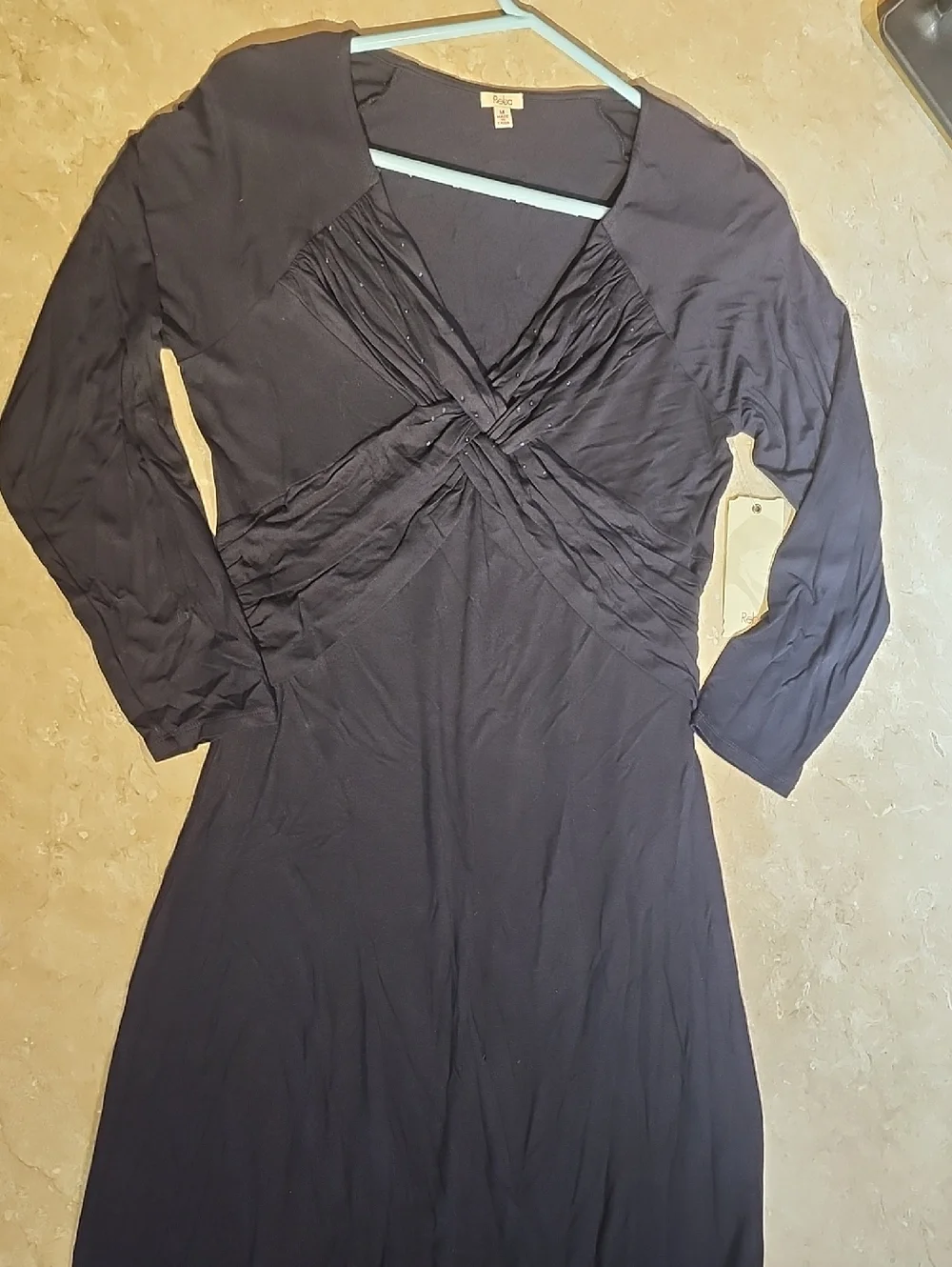 Reba Black V-neck Midi Dress M Travel Evening - Picture 5 of 5